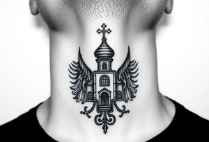russian christian orthodox church military neck design front facing tattoo idea