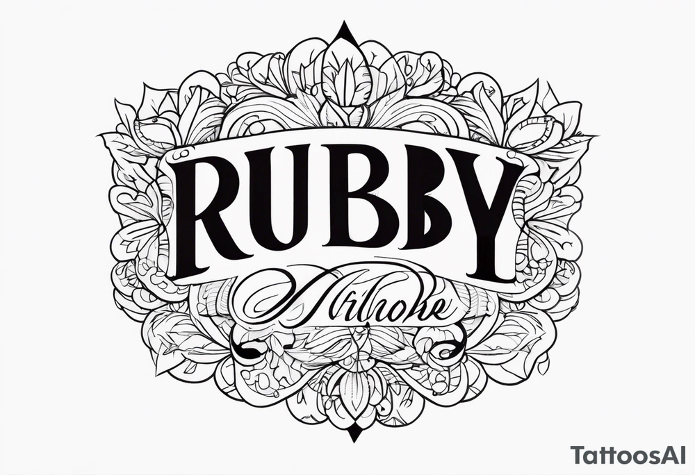 Generate a pretty tattoo with the name of: Ruby tattoo idea Generate a pretty tattoo with the name of: Ruby tattoo idea