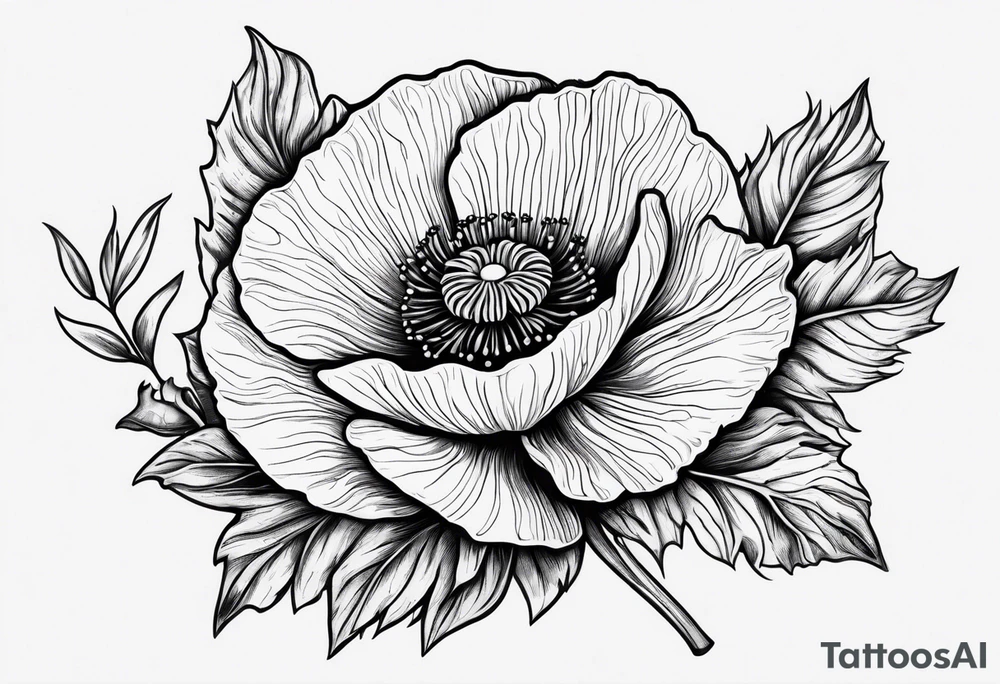 Rock slowly transition to Poppy plant tattoo idea