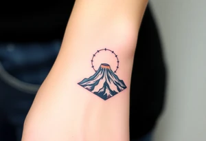 Geometric Volcano incorporating Capricornus constellation tattoo idea