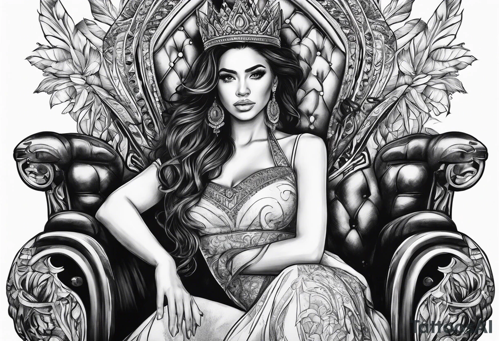 Woman on throne tattoo idea