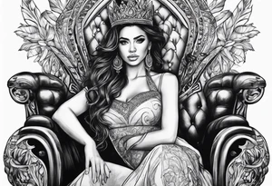 Woman on throne tattoo idea