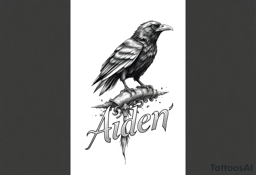 Kings crow on top of the name aiden tattoo idea