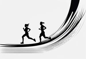 Create a running tattoo with the distances of 5k, 10k, 13.1, 26.2 tattoo idea