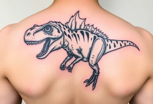 Dilophosaurus staring at me with its fills expanded tattoo idea