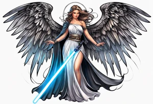Angel with a lightsaber tattoo idea