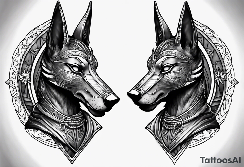 The war between Anubis and ra tattoo sleeve design tattoo idea The war between Anubis and ra tattoo sleeve design tattoo idea