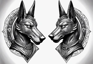 The war between Anubis  and ra tattoo sleeve design tattoo idea