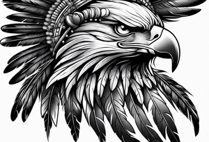 Eagle with native war bonnet tattoo idea