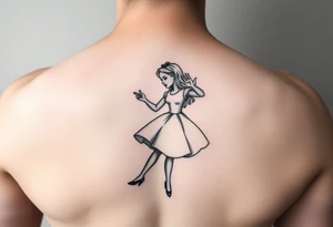 alice in wonderland not super detailed on leg tattoo idea