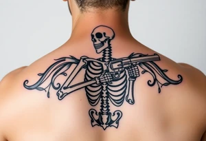 Skeleton charro with pistol tattoo idea