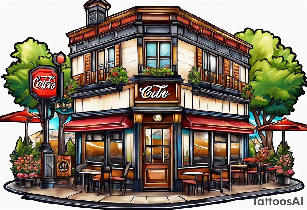 Town cafe logo tattoo idea