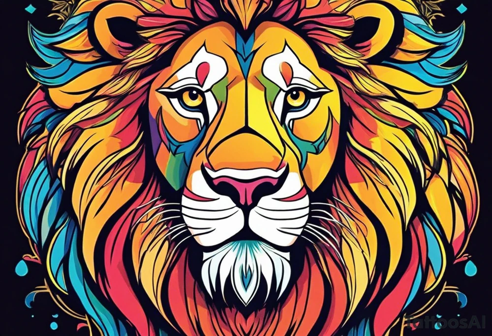 powerful majestic lion, close-up tattoo idea