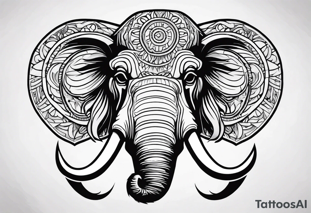 strong mammoth head centerpiece tattoo idea