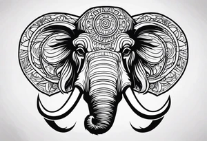 strong mammoth head centerpiece tattoo idea
