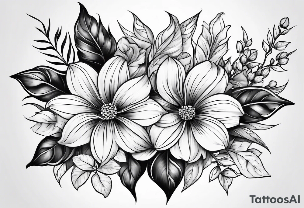 flowers, leaves tattoo idea