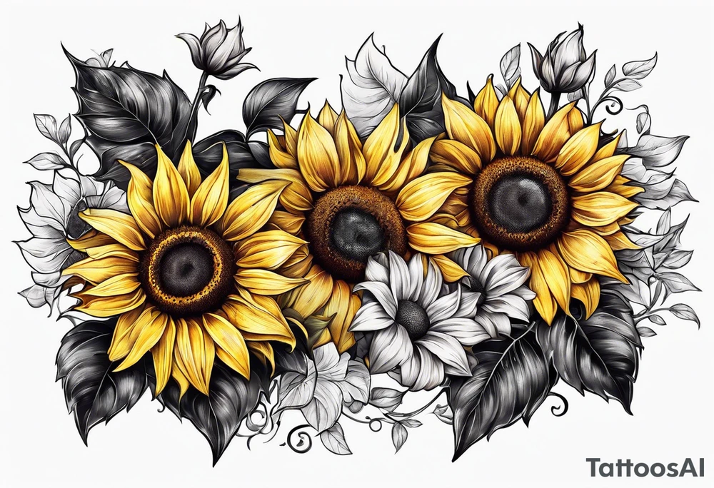 Sunflower corner tattoo idea