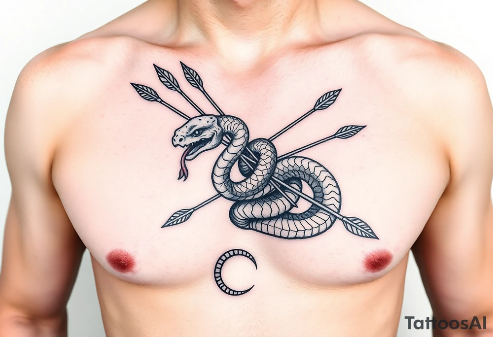 snake carrying a bunch of arrows on its back tattoo idea