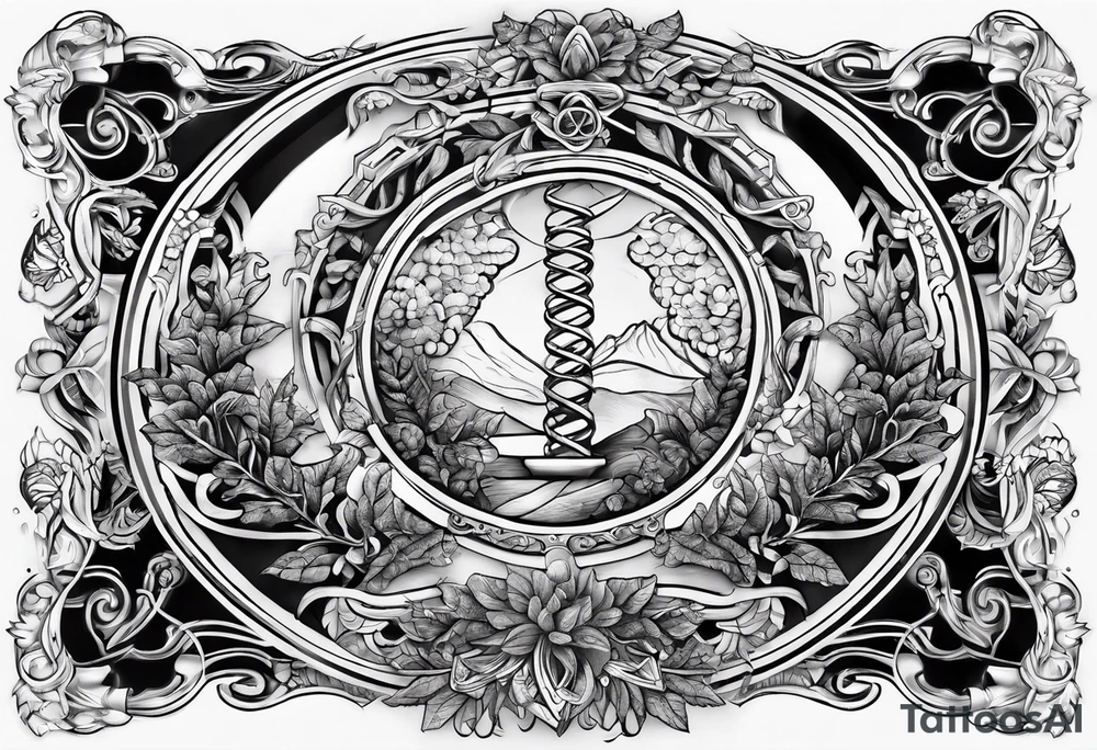 DNA helix made from root.
add leaf
angel tattoo idea