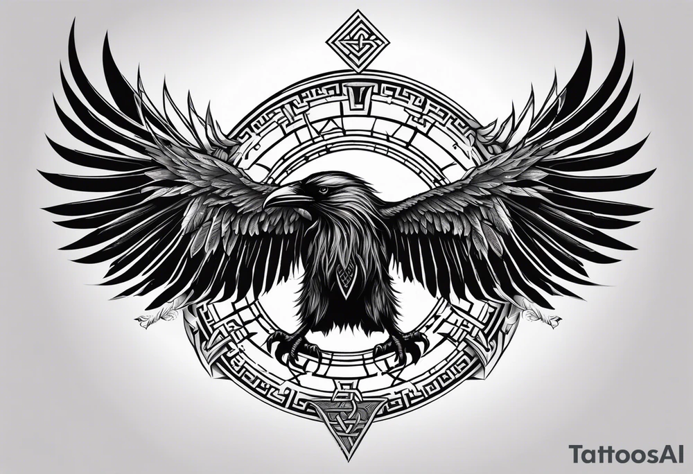 Viking Vegvisir with raven wings around it, Valknut tattoo idea