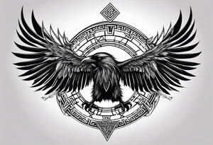 Viking Vegvisir with raven wings around it, Valknut tattoo idea