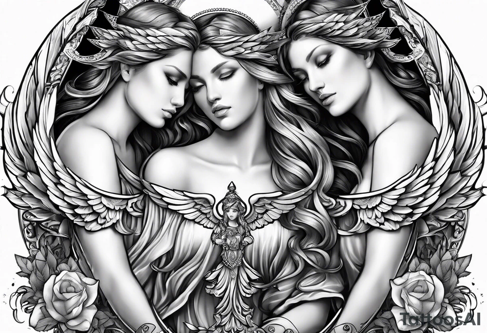3 angels with halos tattoo idea