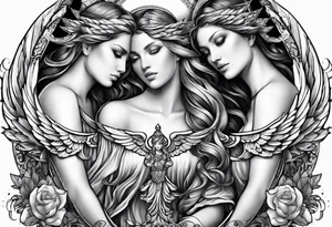 3 angels with halos tattoo idea