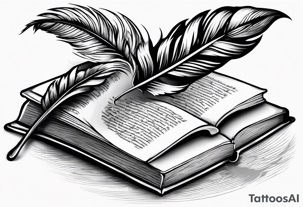 A quill over a blank page of a book tattoo idea
