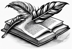 A quill over a blank page of a book tattoo idea