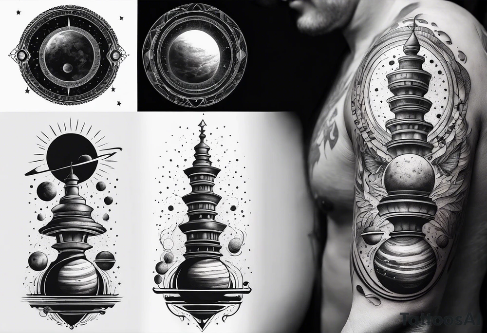 solar system spine tattoo idea