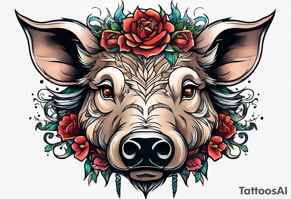Anime boars head tattoo idea