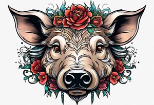 Anime boars head tattoo idea