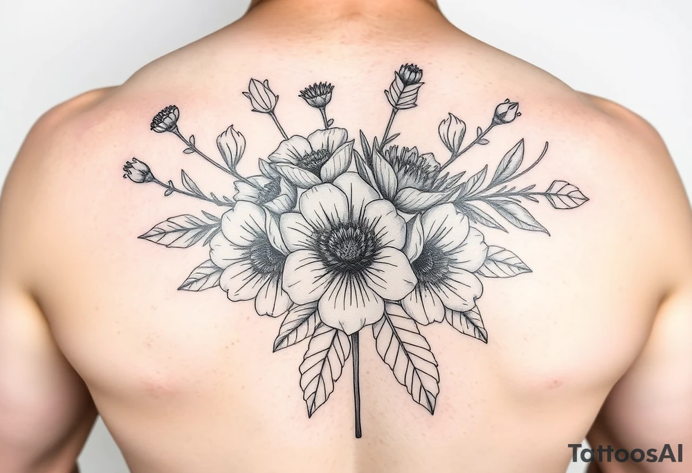 Birth flower bouquet with August August November August and October birth flowers tattoo idea tattoo idea