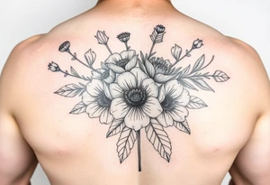 Birth flower bouquet with August August November August and October birth flowers tattoo idea tattoo idea