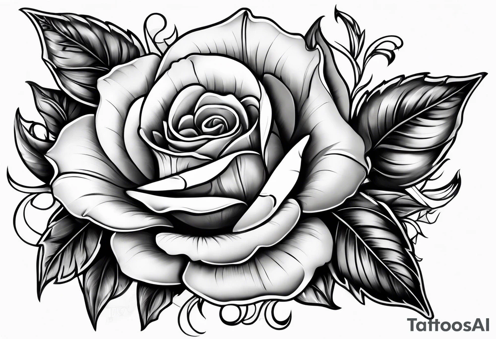 Leather Western Tattoo with rose and Morning Glory with turquoise jewels tattoo idea