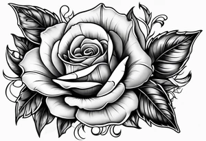 Leather Western Tattoo with rose and Morning Glory with turquoise jewels tattoo idea
