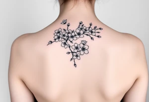 delicate cherry blossoms swirling in spring breeze with petals tattoo idea