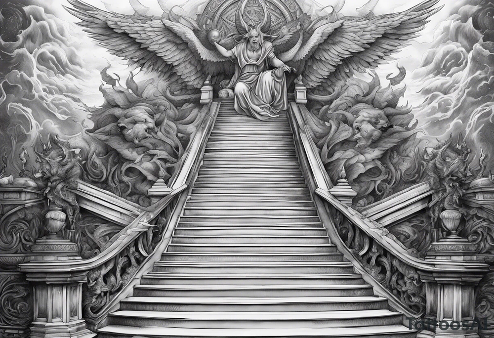 Satan fallen down on the stairway to heaven tattoo idea