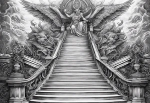 Satan fallen down on the stairway to heaven tattoo idea