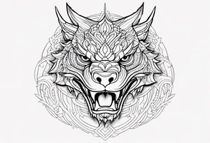 dragon head, mandala, facing front tattoo idea