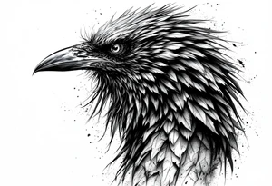 upright dark realistic raven tattoo idea