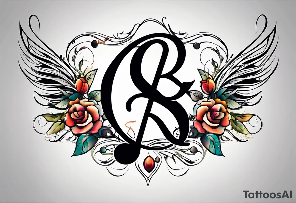 Musical notes depicting the letters R and L tattoo idea