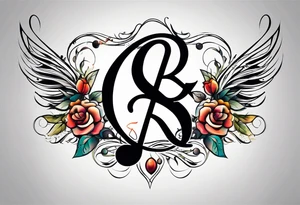 Musical notes depicting the letters R and L tattoo idea