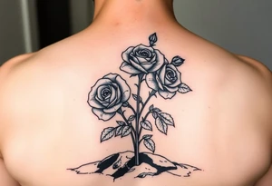 Create a stencil for Roses growing out of Concrete ground tattoo idea