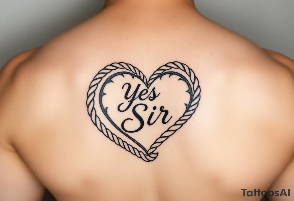 Yes, Sir in rope shaped heart tattoo idea
