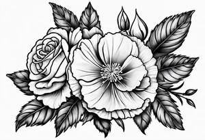 Carnation,rose bouquet tattoo idea