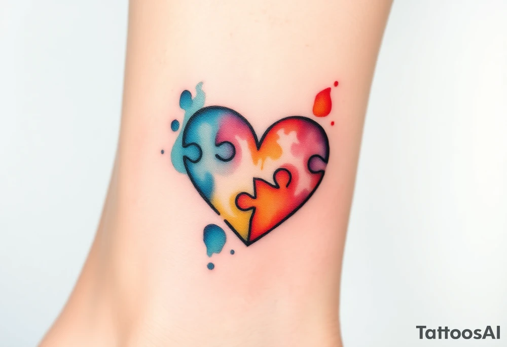autism heart puzzle shape symbol tattoo idea