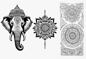 Single needle finger tattoos inspired by Thai elephant/mandala tattoos tattoo idea