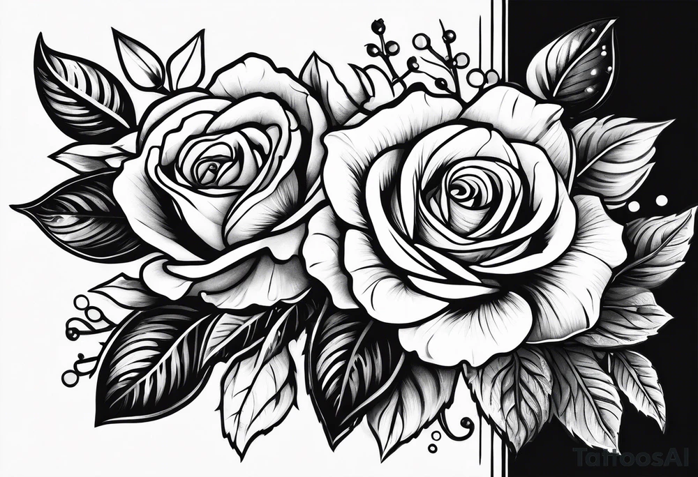 Rose + narcissus flower + holly flower tattoo idea