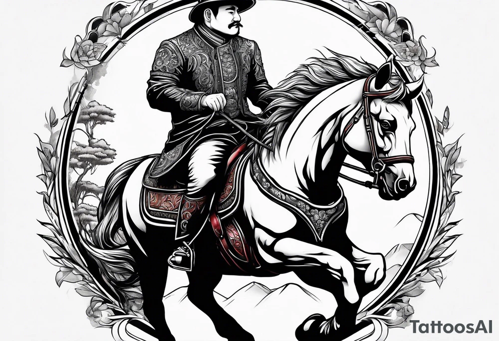 panda riding a horse tattoo idea